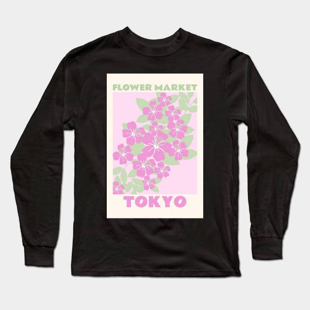 Tokyo Botanical Flower Market Long Sleeve T-Shirt by mystikwhale